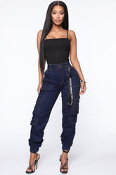 Good Vibes Always Denim Joggers - Dark Wash Ins Street